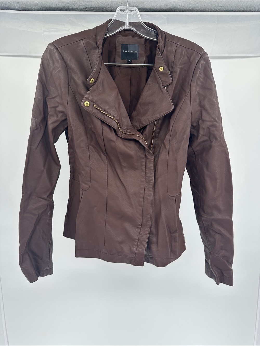 The Limited Chocolate Brown Faux Leather Moto Jacket